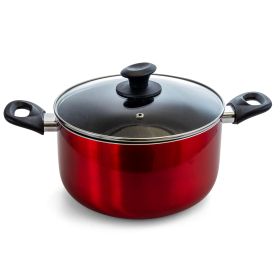 Gibson Oster Merrion 3.2 Quart Nonstick Aluminum Dutch Oven with Glass Lid in Red