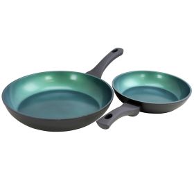 Gibson Home Equinox  2 Piece Ceramic Non-Stick Fry Pan Set in Matte Charcoal Grey