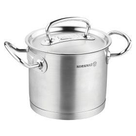 Korkmaz Proline Professional Series 4.8 Liter Stainless Steel Extra Deep Casserole with Lid in Silver