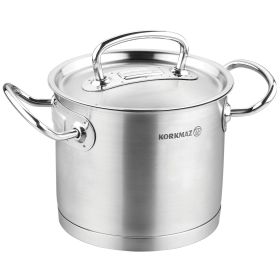 Korkmaz Proline Professional Series 14.5 Liter Stainless Steel Extra Deep Casserole with Lid in Silver