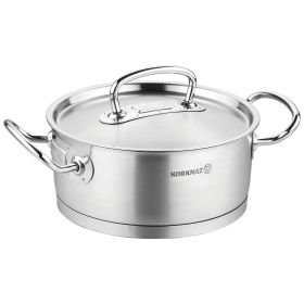 Korkmaz Proline Professional Series 2.8 Liter Stainless Steel Low Casserole with Lid in Silver