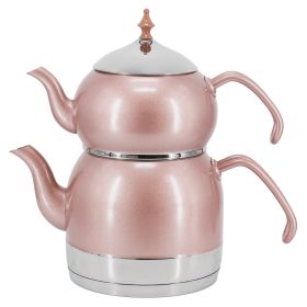 Korkmaz Rena 1.1 Liter Tea Pot and 2.4 Liter Kettle Set in Pink