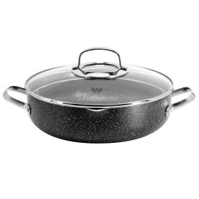 Korkmaz Galaksi Non Stick 9.5 Inch 2.8 Liter Low Casserole with Lid in Black