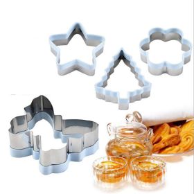 Stainless Steel 4 pcs Cookie Cutter Set Holiday Cookies Cutters for Making Christmas Tree Star Flower Butterfly Shaped Fondant Biscuit Chocolate Cutte