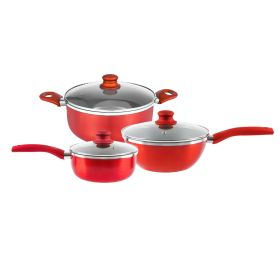 Nonstick Pot and Pan Set-Wok, Soup, Milk Pot Set RED