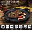Cast Iron Grill Pan 12.6 inch Pre-Seasoned Cast Iron Griddle Pan Dual Handles Cast Iron Skillets for BBQ Round Cast Iron Griddle for any Stove Top and