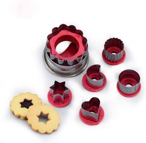 6 Pieces Cookie Cutter Set, Stainless Steel Pastry Baking Molds Star Heart Shaped Biscuit Mold Sandwich Cutter Vegetable Cutters