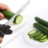 Knife with Cutting Board 2-in-1 Clever Food Chopper Cutter Smart Stainless Steel Built-in for Chopping Fruits Vegetables Meats Cheese Kitchen Gadget