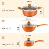 Nonstick Pot and Pan Set-Wok, Soup, Milk Pot Set Orange