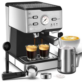 Espresso Machine 20 Bar Pressure Cappuccino Latte Maker Coffee Machine With ESE POD Filter&Milk Frother Steam Wand&thermometer, 1.5L Water Tank, Stain