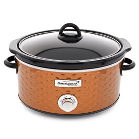 Brentwood Scallop Pattern 4.5 Quart Slow Cooker in Copper