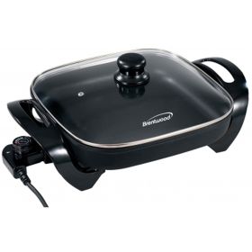 Brentwood 12 in. Electric Skillet with Glass Lid in Black