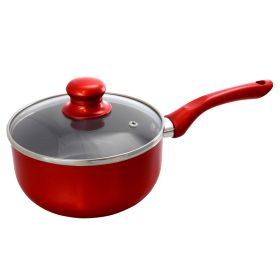 Better Chef 1.5 Quart Ceramic Coated Saucepan in Red with Glass Lid