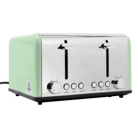 Redmond 4-Slice Extra Wide Slot 1650W Stainless Steel Toaster in Moss Green