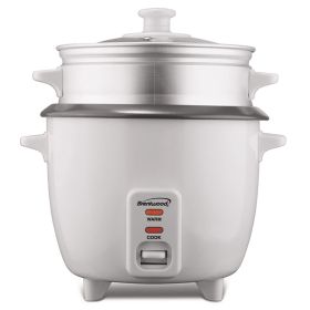 Brentwood 8 Cup Rice Cooker / Non-Stick with Steamer in White