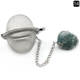 Natural Raw Gemstone Filter Ball Stew Ingredients Ball Stainless Steel Tea Filter (Option: Indian Agate)