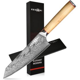 Kegani Kiritsuke Knife - 8 Inch Professional Japanese Chef's Knife, 67 Layers AUS-10 Damascus Steel Kitchen Ultra-Sharp Knife - D-Shaped Handle (Option: Kiritsuke Knife)