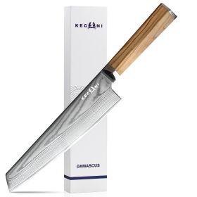 Kegani 8 Inch Kiritsuke Knife, Japanese Chef Knife 67 Layers VG-10 Damascus Kiritsuke, Italian Olive Wood FullTang Handle Natural Texture Japanese Kni (Option: Kiritsuke Knife)