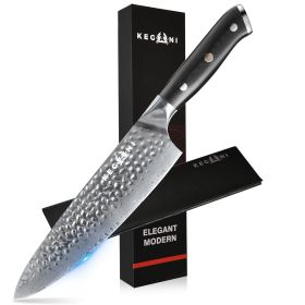 Kegani Chef Knife, 8 Inch Damascus Chefs Knife-Japanese VG10 Super Steel Hammered - G10 Handle Kitchen Knife - Classic Series (Option: Chef Knife Hand Forging)
