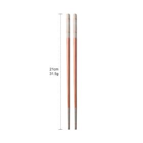 304 Stainless Steel Chopsticks Household Alloy Restaurant Color Laser Square-headed (Option: Short Rose Gold)