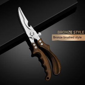Stainless Steel Kitchen Multifunctional Fish And Bone Scissors (Option: Cobalt Copper Color)