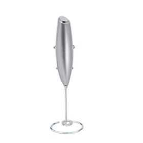 Manufacturer Wholesale Milk Bubbler Coffee Mixer Electric Whisk Mini Egg Beater Fully Automatic Cream Whacker (Option: Silver battery with stand)