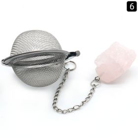 Natural Raw Gemstone Filter Ball Stew Ingredients Ball Stainless Steel Tea Filter (Option: Pink Crystal)