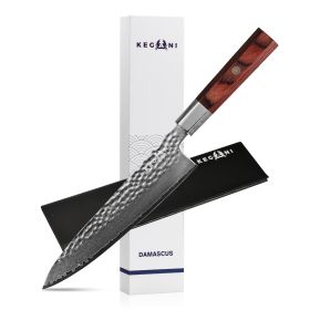 Kegani Damascus Japanese Chef Knife, 67 Layers VG-10 Japanese Knife Natural Hammered Chef Knife Japanese Rosewood Handle (Option: Chef Knife1)