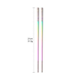 304 Stainless Steel Chopsticks Household Alloy Restaurant Color Laser Square-headed (Option: Short Fantasy Size 0)