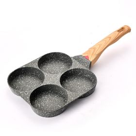 Four-hole Egg Frying Pan Medical Stone Non-stick Pan Home Breakfast Mini Frying Pan (Option: Four Holes Gray)