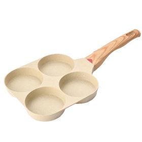 Four-hole Egg Frying Pan Medical Stone Non-stick Pan Home Breakfast Mini Frying Pan (Option: Four Holes Beige)