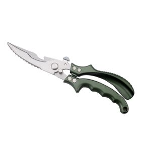 Stainless Steel Kitchen Multifunctional Fish And Bone Scissors (Option: Army Green)