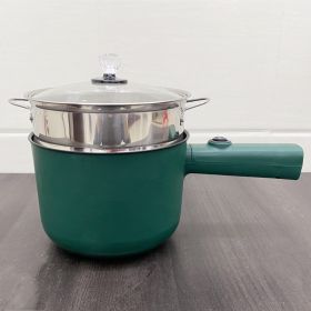 Stainless Steel Double-layer Long Handle Handheld Electric Caldron (Option: Green Pot And Steamer-EU)