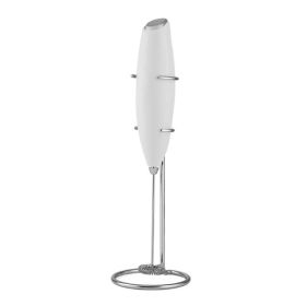 Manufacturer Wholesale Milk Bubbler Coffee Mixer Electric Whisk Mini Egg Beater Fully Automatic Cream Whacker (Option: White battery with stand)