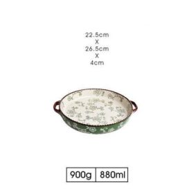 Japanese -style Cherry Blossom Hand -painted Ceramic Baking Sheet (Option: 10.5inch cherry blossom green)