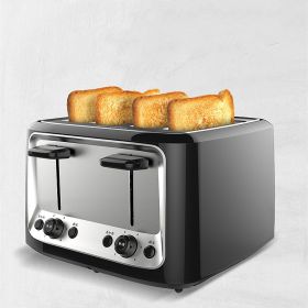 Home Automatic Multifunctional Toaster Four Slot Export (Option: Black-US)