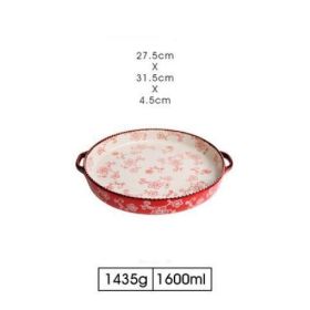 Japanese -style Cherry Blossom Hand -painted Ceramic Baking Sheet (Option: 12.5inch cherry blossom red)