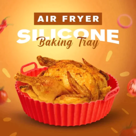 Air Fryer Silicone Baking Tray Reusable Basket Mat Non-Stick Round Microwave Pads Baking Mat Oven Air Fryer Liner (Color: Gray)