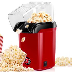 Popcorn Machine Hot Air Electric Popper Kernel Corn Maker Bpa Free No Oil 5 Core POP (Color: Red)