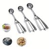 3pcs Cookie Scoop Set, Stainless Steel Ice Cream Scooper With Trigger Release, Large/Medium/Small Cookie Scooper For Baking, Cookie Scoops For Baking