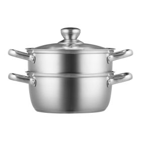 Home Kitchen 304 Stainless Steel Food Steamer Cookware with Lid (Type: 22cm-3QT, Color: Silver)