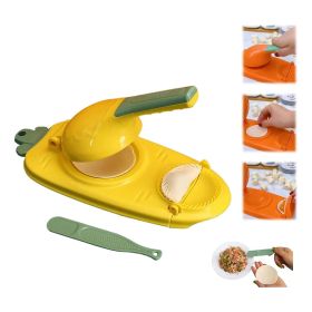 1pc 10in/9in 2-In-1 Dumpling Maker - Kitchen Utensil For DIY Dumpling Moulds And Dough Pressing - Stainless Steel Dumpling Skin Press With Non-Slip Ha (Color: Yellow)