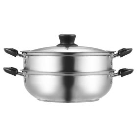 Home Kitchen 304 Stainless Steel Food Steamer Cookware with Lid (Type: 28cm-3QT, Color: Silver)