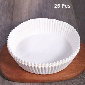 25/50pcs Air Fryer Disposable Paper Liner Non-stick Round Baking Steamer Paper Mats Home Kitchen Airfryer Food Basket Liner Mat (Color: 25pcs white(opp bag))