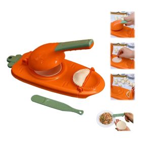 1pc 10in/9in 2-In-1 Dumpling Maker - Kitchen Utensil For DIY Dumpling Moulds And Dough Pressing - Stainless Steel Dumpling Skin Press With Non-Slip Ha (Color: Orange)