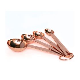 Kitchen Accessories 4Pcs/Set Measuring Cups Spoons Stainless Steel Plated Copper Wooden Handle Cooking Baking Tools (Color: As pic show, Set Quantity: 4Pcs/Set)