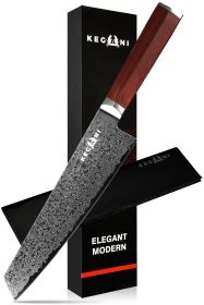 Kegani 8 Inch Japanese Kiritsuke Chef Knife - Japanese 73 Layers VG-10 Damascus Knife - Rosewood FullTang Handle Natural Texture Japanese Knife Sushi (Option: Kiritsuke Chef Knife)
