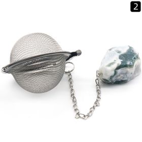 Natural Raw Gemstone Filter Ball Stew Ingredients Ball Stainless Steel Tea Filter (Option: Water Plants Agate)